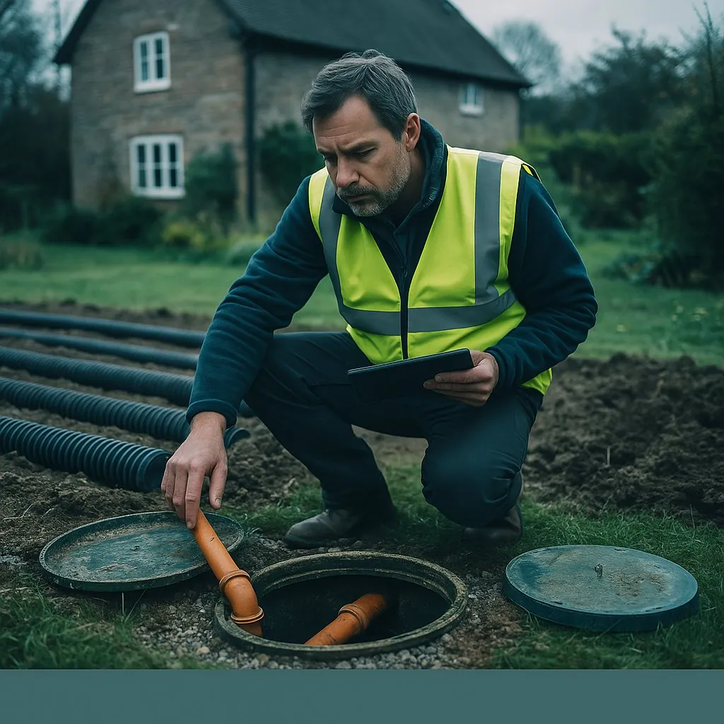 Compliance inspection of a septic system at a rural UK property