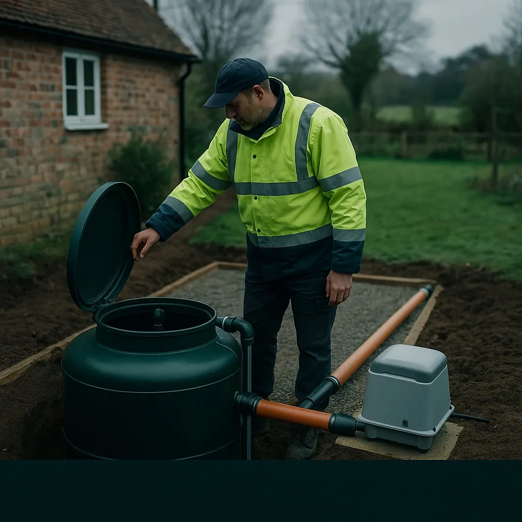 Domestic sewage treatment plant unit at a rural UK property